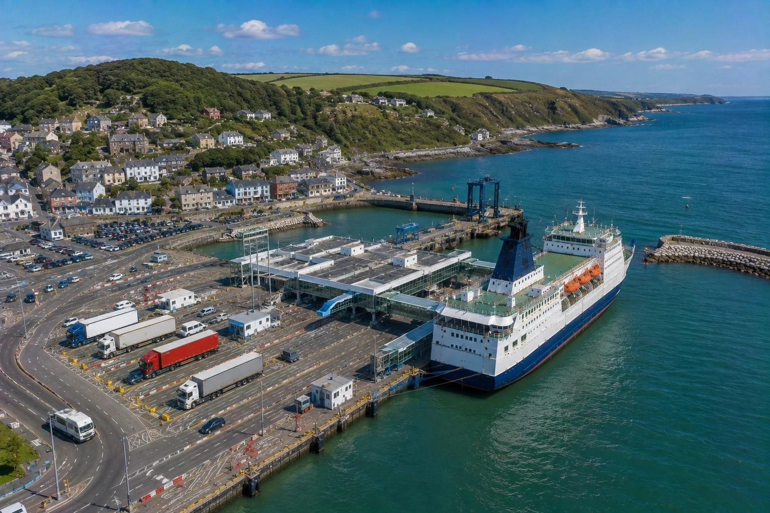 Fishguard Harbour matkustajalautta terminal at Goodwick in Pembrokeshire