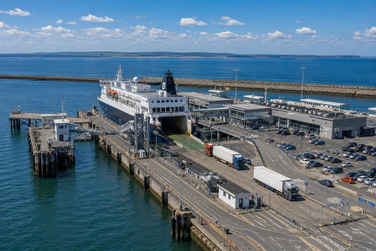 Ilmakuva Rosslare Europortista Irlannin kaakkoisrannikolla
