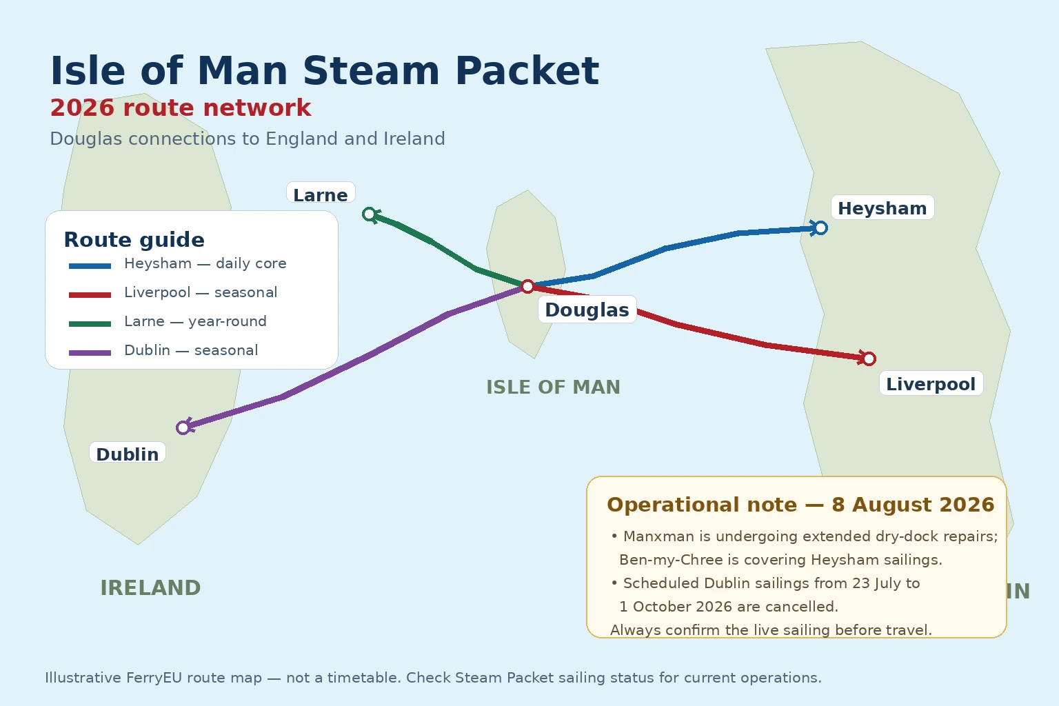 Isle of Man Steam Packet Companyn reittikartta